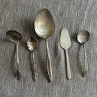 5 Pieces Antique Silverplate Serving Ware Pieces Spoons Cake Server Ladles - NR — photo 1