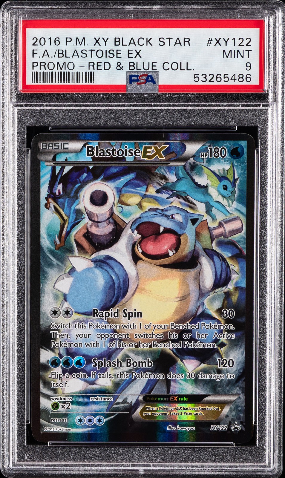 2016 POKEMON XY BLACK STAR PROMO #XY122 FULL ART/BLASTOISE EX PSA 9