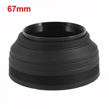 Collapsible 3-Stage 67mm Screw In Rubber Lens Hood for DSLR Digital Cameras