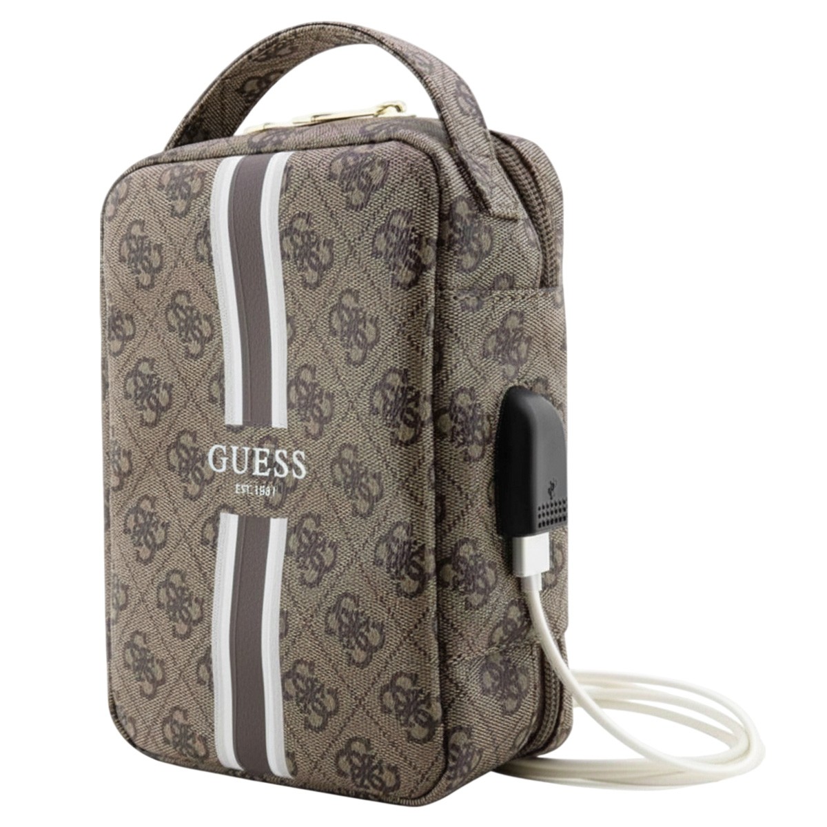 Sacoche Guess Stripe 4G anti-panne de batterie avec USB marron