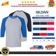 Gildan G570 Adult Heavy Cotton 3/4 Raglan Plain Blank Stylish Tee T Shirt
