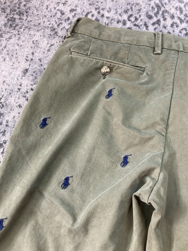 Polo Ralph Lauren Pants Mens 32x30 Stretch Slim Green Olive All Over Pony Print - Picture 18 of 18