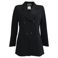 Chanel Double-Breasted Blazer In Wool Women Black Size 36