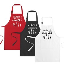3 Pack Kids Apron for Cooking Adjustable Kids Chef Kitchen,Funny Aprons