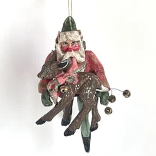 House of Hatten Denise Calla Elf Holdin Deer Enchanted Forest Christmas Ornament