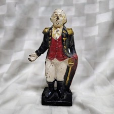 Antique George Washington Cast Iron Coin Bank 6 1/4&rdquo; Tall Original Paint