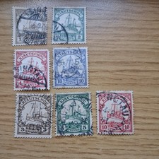 7 x German Colony Kiautschou Kaiser's Yacht 1, 2, 4, 10 cent 3, 5, 10pf Used