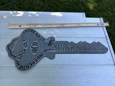 Vintage Independent Lock Company ILCO Keys Diecut  Metal Sign KEY SHAPE SIGN