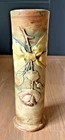 Vintage 1920's Weller Woodcraft Flemish Red Rose Bud Vase Ceramic Yellow Ribbon