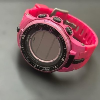 CASIO PRO TREK PRW-3000 Pink Digital Triple Sensor Watch - Untested