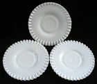 3~Vintage~Hobnail~MILK GLASS~Fenton Style~8.25"~WHITE~Ruffled~SALAD PLATES~EC