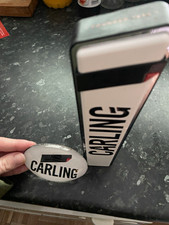 Carling Original Lager Red Plastic Draft Beer Tap Handle Pull Knob Oval Badge