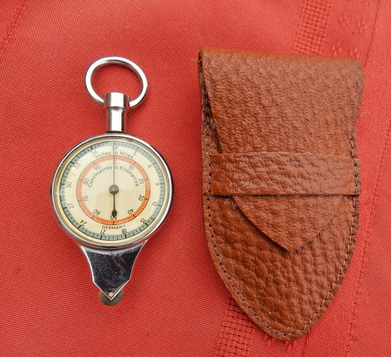 Vintage Curvimeter & Compass, Map Reader CM to KM & Inches to Miles, Germany