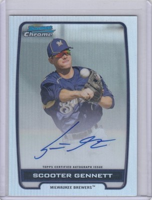 2012 Scooter Gennett Bowman Chrome ROOKIE AUTO REFRACTOR /500 - SG Brewers