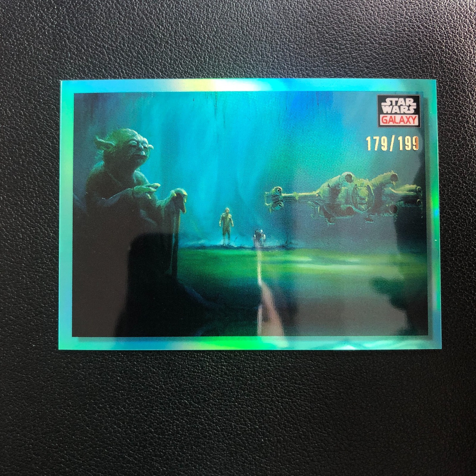 2023 Topps Chrome Star Wars Galaxy Lifting the X-Wing Aqua Refractor /199