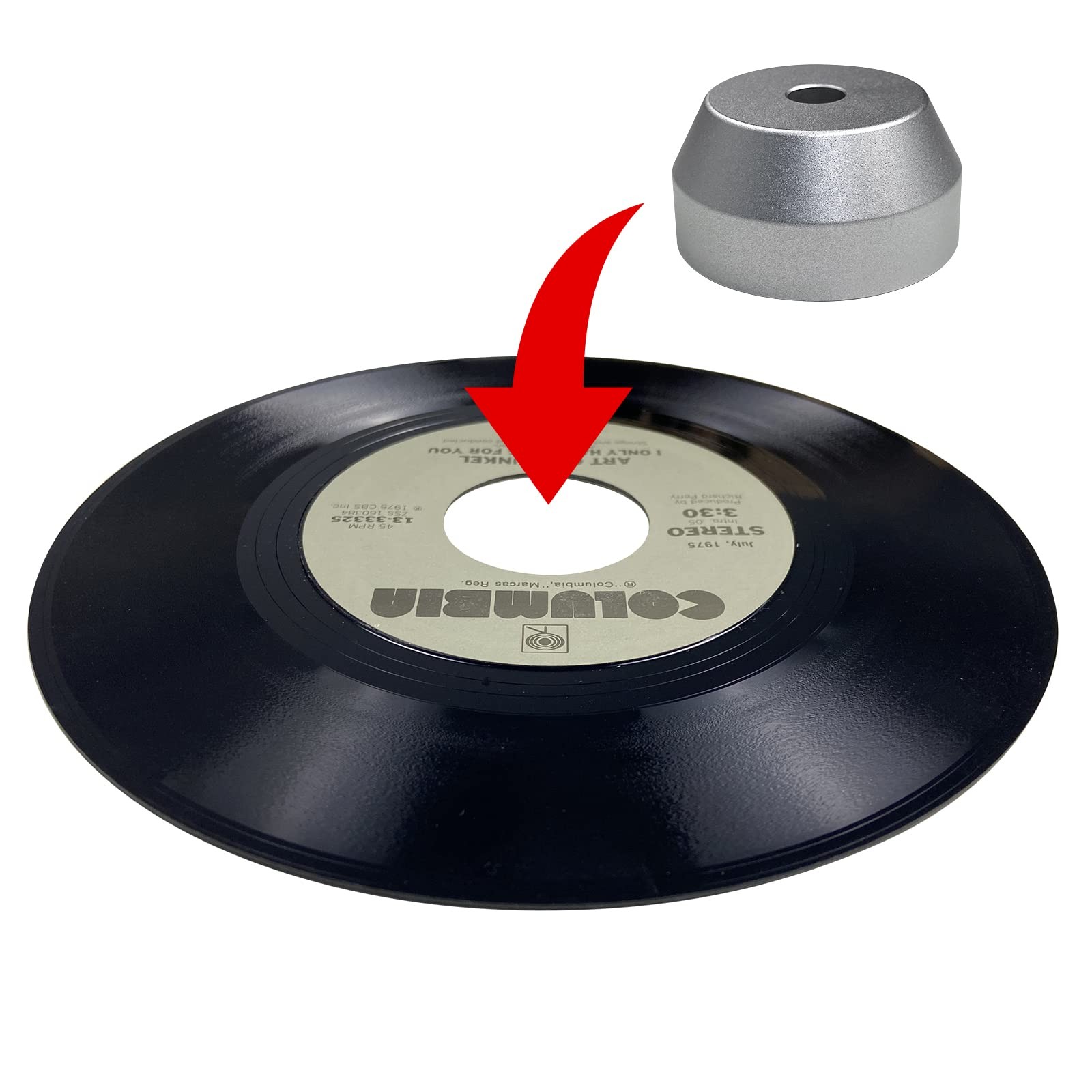 sdroceRyaM 45 RPM Record Adapter Solid Aluminum 7 Inch Vinyl Record Dome 45 A...