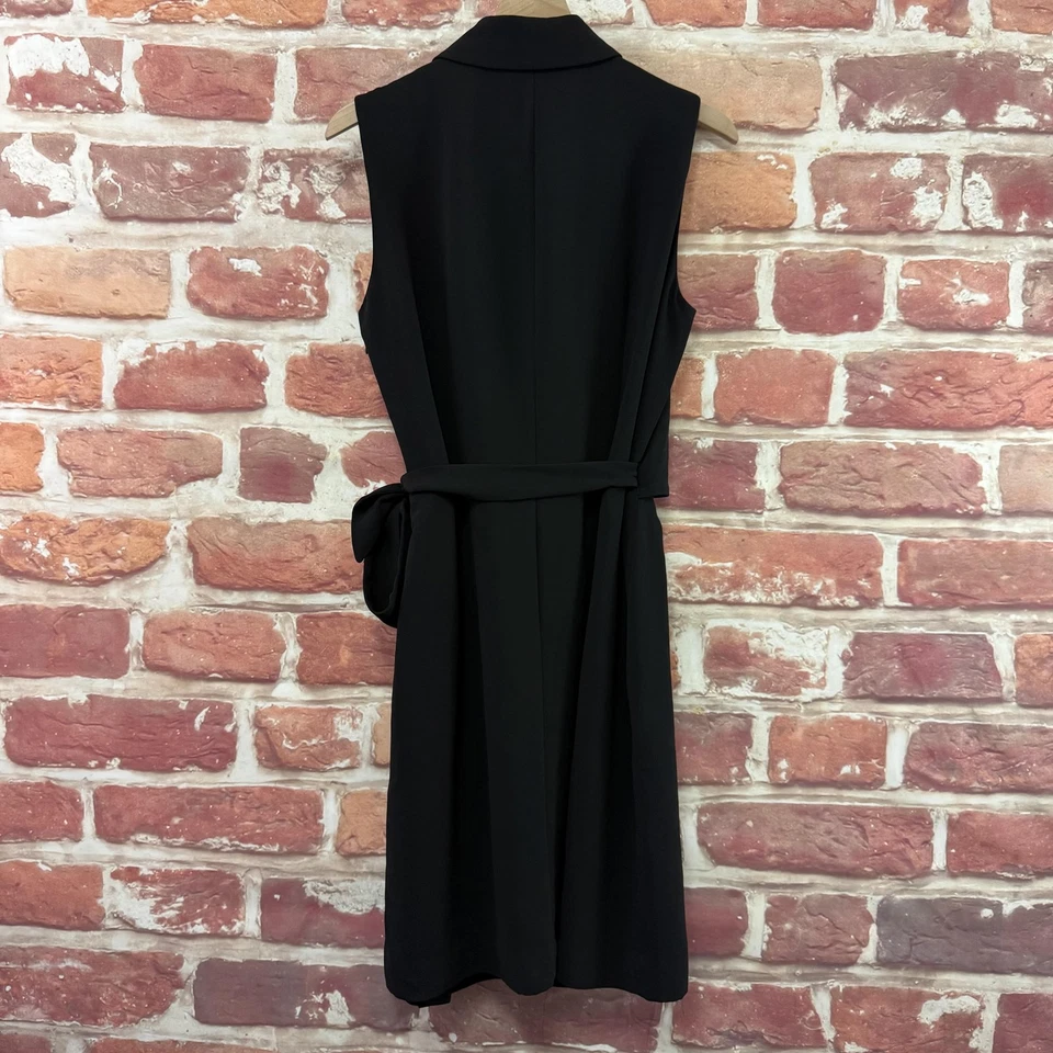 Vintage Jones Wear Dress Womens 16 Black Sleeveless Wrap Tie Waist Casual Career - Image 2 of 4