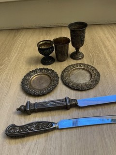 Vintage Antique Judaica Sterling Silver Kiddush Cup Knives LOT 7 Silver925