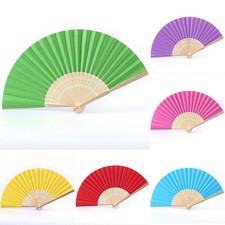 Foldable Hand Wedding Held Bamboo Solid color Wooden Fan - Summer Chinese