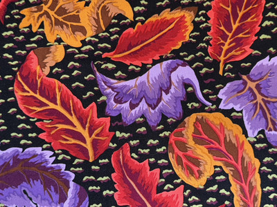 By Fat Quarter RARE Kaffe Fassett EMBROIDERED LEAF Black GP42 Rowan OOP