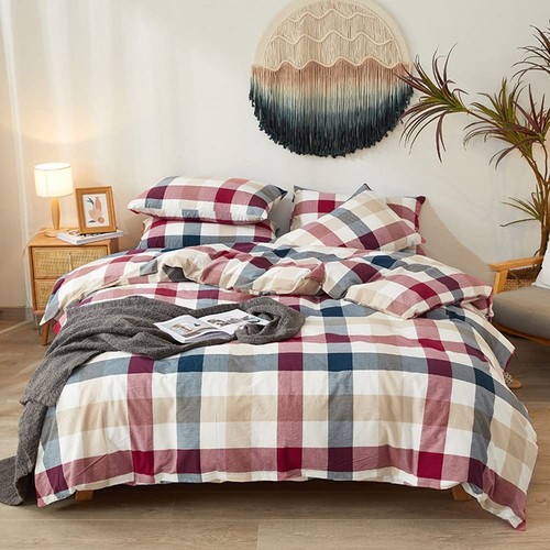 100% Washed Cotton Duvet Cover Set Super Soft Breathable Comfy Natural Linen ...