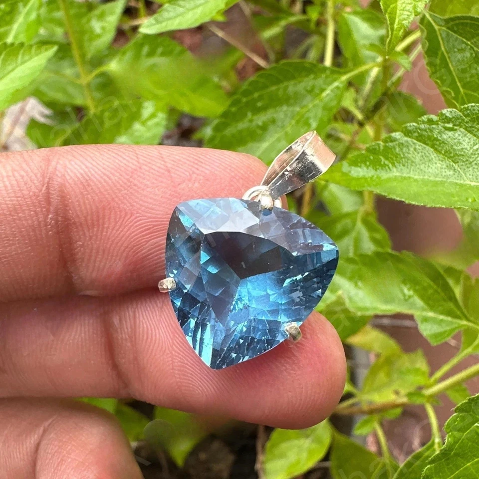 Colgante Aguamarina Azul Santa María 22 Ct Certificado Natural En Plata Sólida 925 Foto 4 de 4