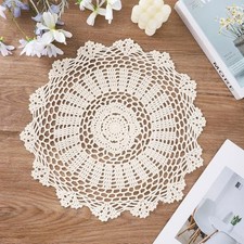 Lace Doilies Handmade Crochet Cotton Round Tablecloth Lace Placemats Coasters,