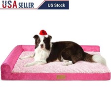 Orthopedic L-Shaped Dog Bed High Density Foam Removable Cover Waterproof Comfort
