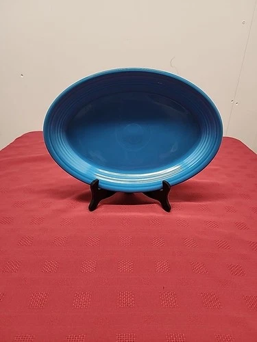 Fiestaware Peacock Blue 13.5" Serving Platter Made In The USA EUC Retro