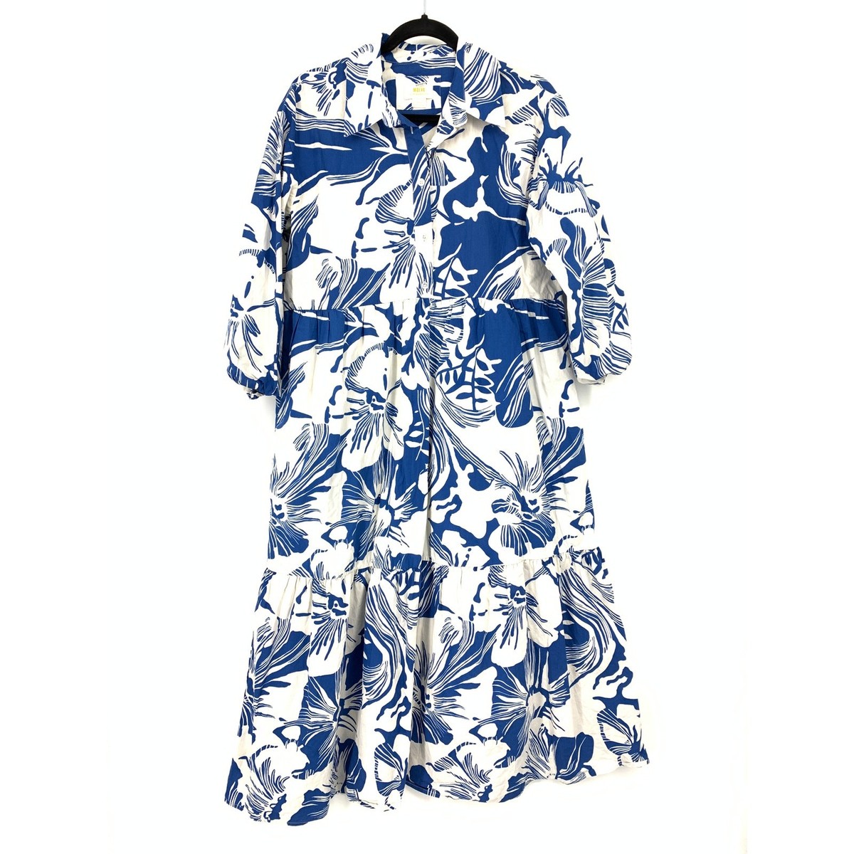 bettina midi shirt dress Anthropologie The Bettina Tiered Shirt Dress by Maeve Maxi S NWT Black White