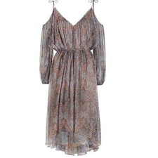 Zimmermann Harlequin Mini Dress Size 3 AU 14 US 10 Heriz Cold Shoulder Silk Tie