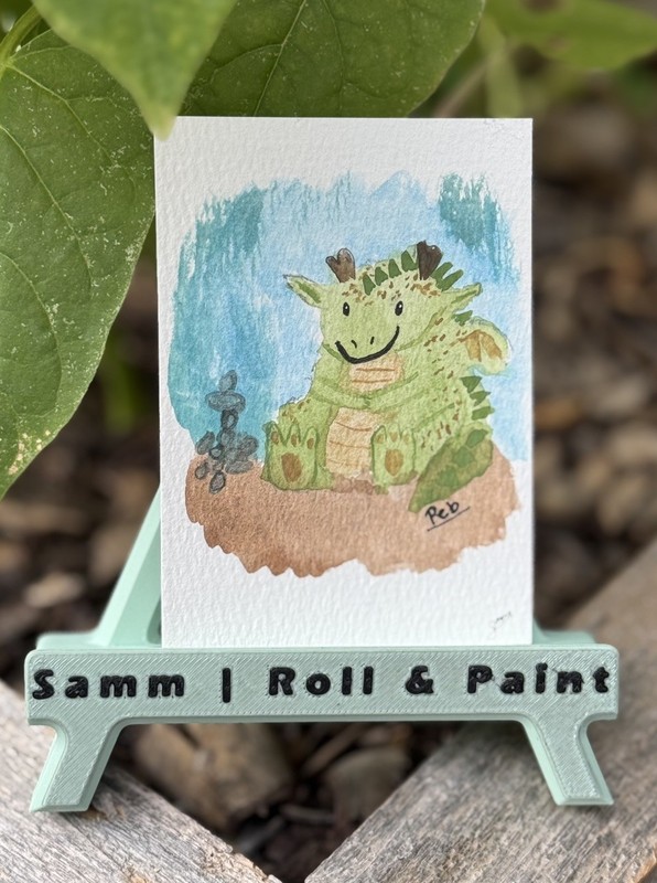 The Dice Declared: Peb the Dragon of Storybook Lane | Original ACEO | Samm