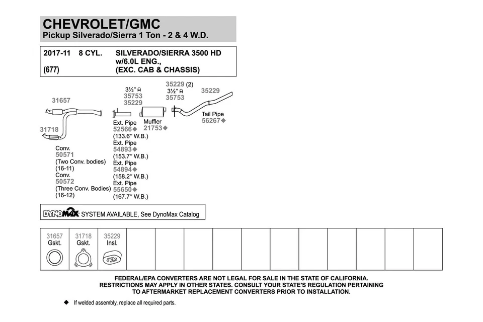For Chevy Silverado 2500 HD 11-17 Walker 56267 Aluminized Steel Exhaust Tailpipe Foto 2 de 3