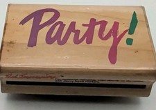 Rubber Stampede Posh Impressions Stamp Z129D Party Word Wood Mounted 2-3/8" 1.5"