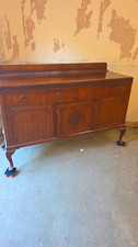 Wood Brown Sideboard 3 Doors 2 Drawers Freestanding Raised Panel Hinged