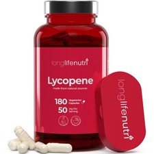 Lycopene 50mg 180 Vegetarian Capsules - Non-GMO Tomato Extract | LongLifeNutri
