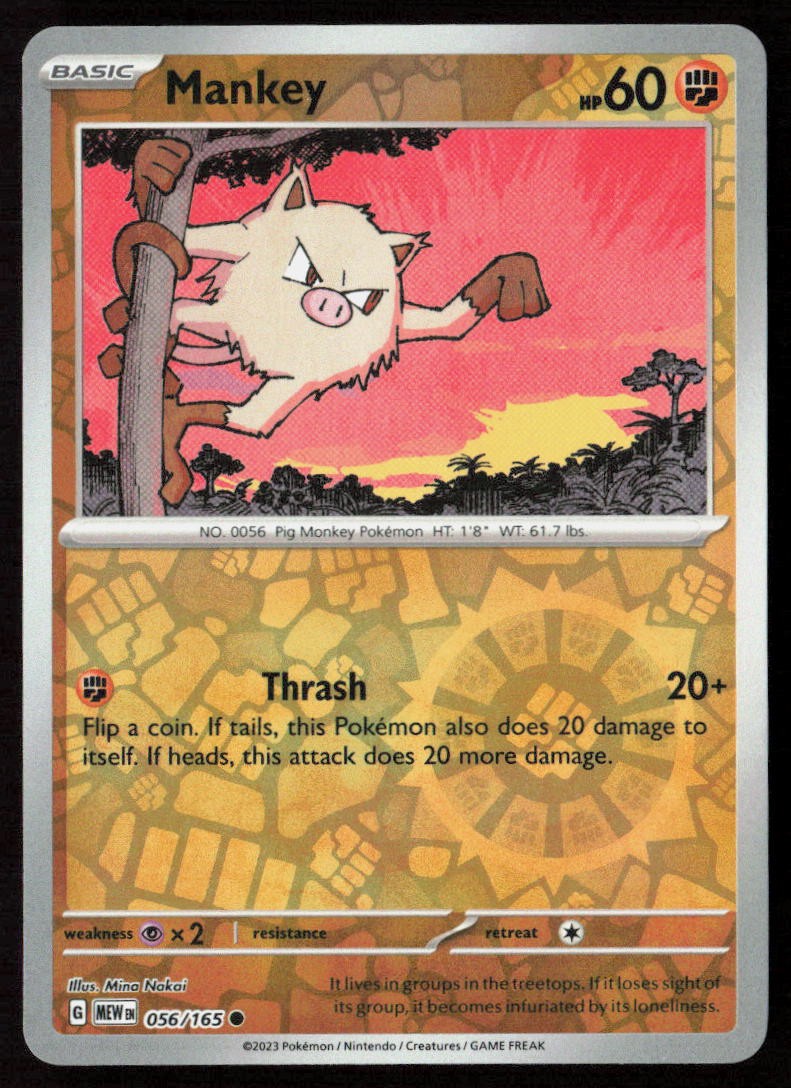 Mankey #56/165 (Reverse Holo) (NM) SV: Scarlet & Violet 151 MEW Pokemon