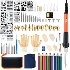 Wood Burning Kit 120pcs Pyrography Pen Tool Set Adjustable Temperature 200-450 C