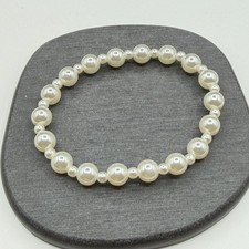 Cream Faux Pearl Beaded Stretch Bracelet Coquette Bridal Wedding Gift for Her