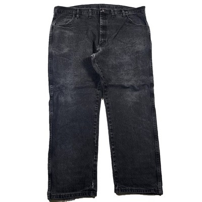 Y2K Rustler Jeans Mens 44x28 Black Denim Baggy Straight Wide Leg Work Normcore