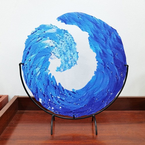 Inspiring Gradient Blue Wave Sculpture Lifelike Details Captivating Present