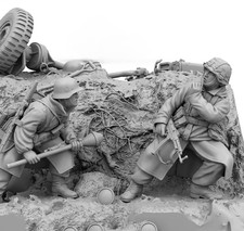 1/35 Resin Figure WWII German Infantry Soldiers 2 Figures Unassembled Unpainted