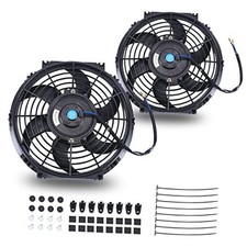 10 Inch Universal Slim Fan Push Pull Electric Radiator 12V 10 Inch-Black-2PCS