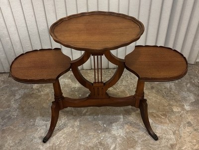 Antique Mahogany Mersman Style 3 Tier Stand  Table with Claw Feet 1930s Perfect!