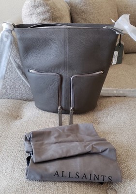 ALLSAINTS Fetch Pebbled Gray Leather Convertible Small  display picture 1
