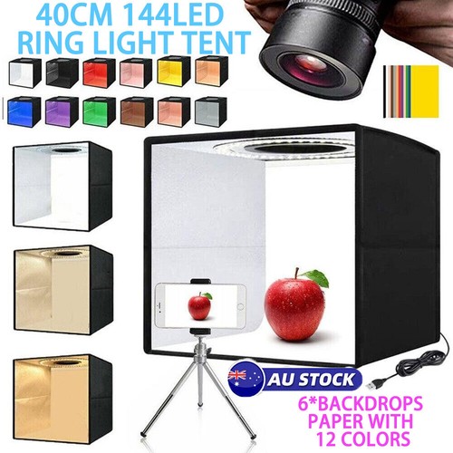 40CM Studio LED Light Box, Foldable Tent Photo Dimmable Backdrop