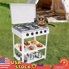Natural Gas Stove with 5 Burners Portable Freestanding Natural Gas Stove White
