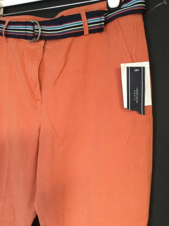 NWT JONES WEAR SPORT CORAL/ORANGE BELTED JEANS SIZE 14 L31 - Image 3 of 4