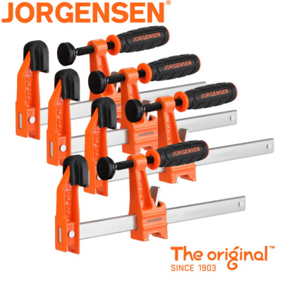 Jorgensen 4 Pack 6'' Bar Clamp Set Steel F Clamp Light Duty 300 lbs Load Limited