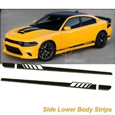 Black Side Skirt Racing Stripes Vinyl Decal Sticker For Mercedes A C CLA E S CLS